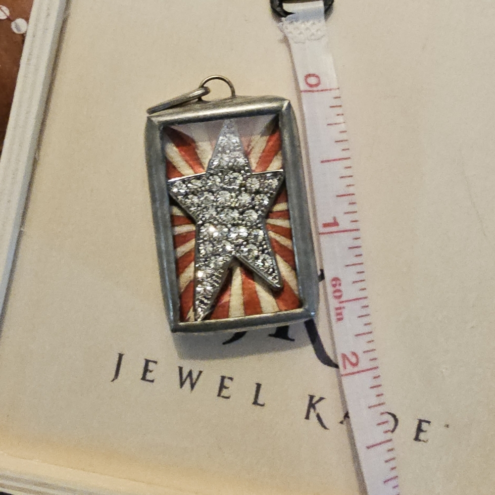 Jewel Kade Silver Star Pendant with Red and White Background - Picture 1 of 4
